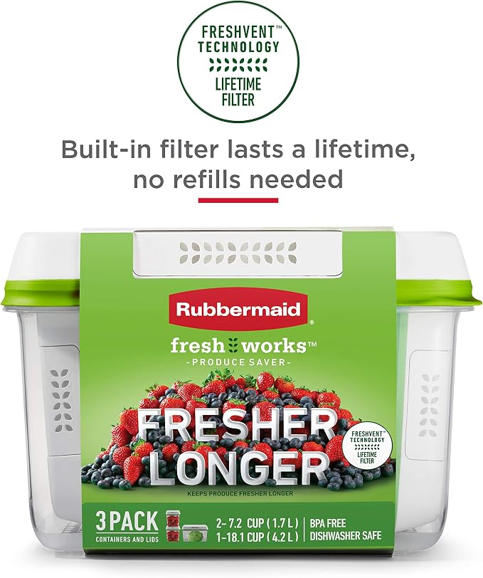 Rubbermaid FreshWorks Produce Saver, Medium Produce Storage Containers - Image 4