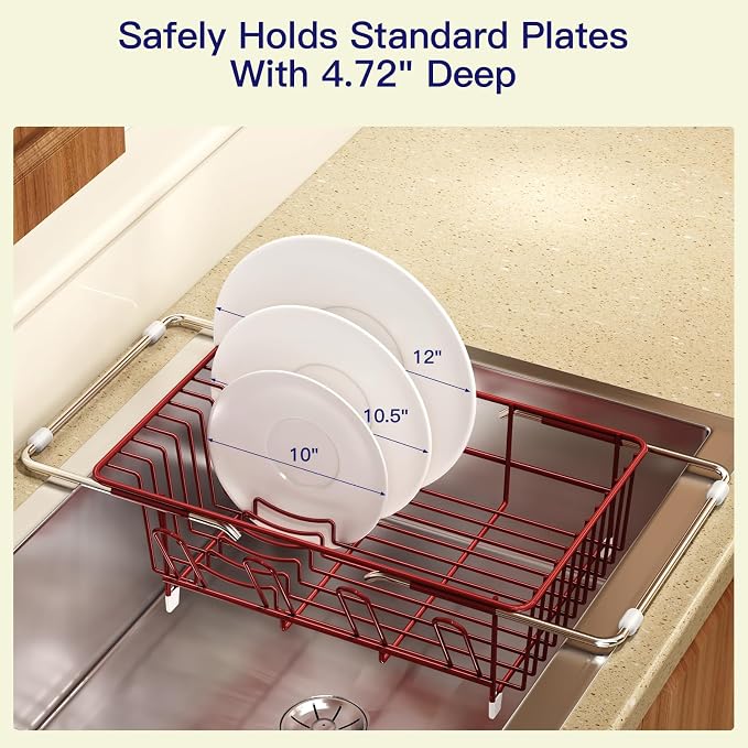 Red Dish Drying Rack Over Sink - Image 8