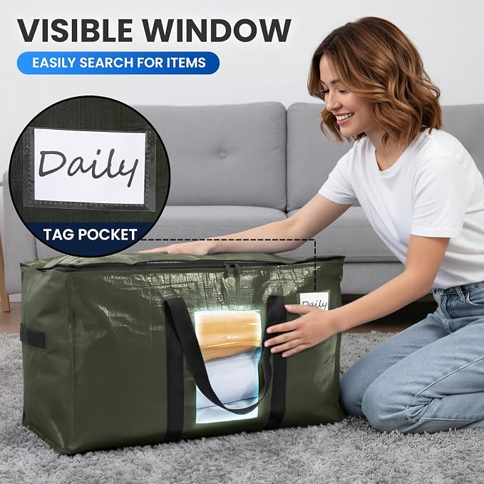 TAILI 2 Pack Green Extra Large Moving Bags, Storage Bag - Image 5