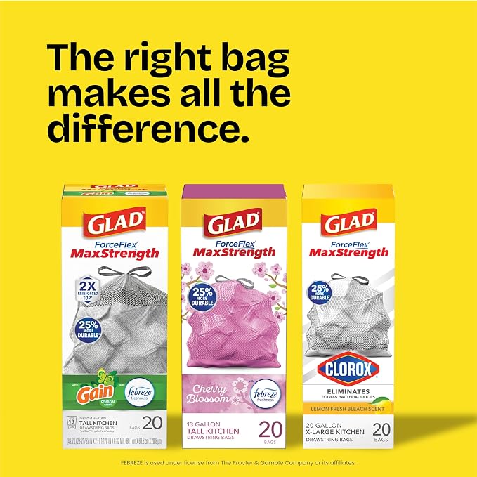 Gain ForceFlex MaxStrength Tall Kitchen Trash Bags, 13 Gal, Gain Original - Image 9