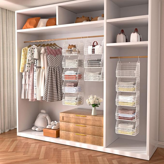PUPPYCUTE Hanging Closet Organizer and Storage, Clothes Hanging Shelves Wire - Image 2