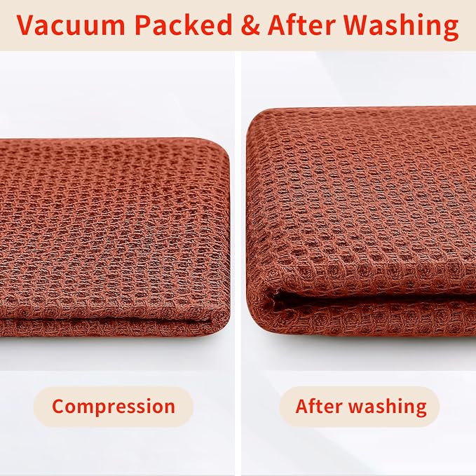 Homaxy 100% Cotton Oversized Waffle Weave Kitchen Towels 6-Pack, Rust | 20 x 28 - Image 8