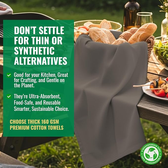 Flour Sack Dish Towels for Kitchen Set of 6 100% Cotton Bread Dough Proofing - Image 2