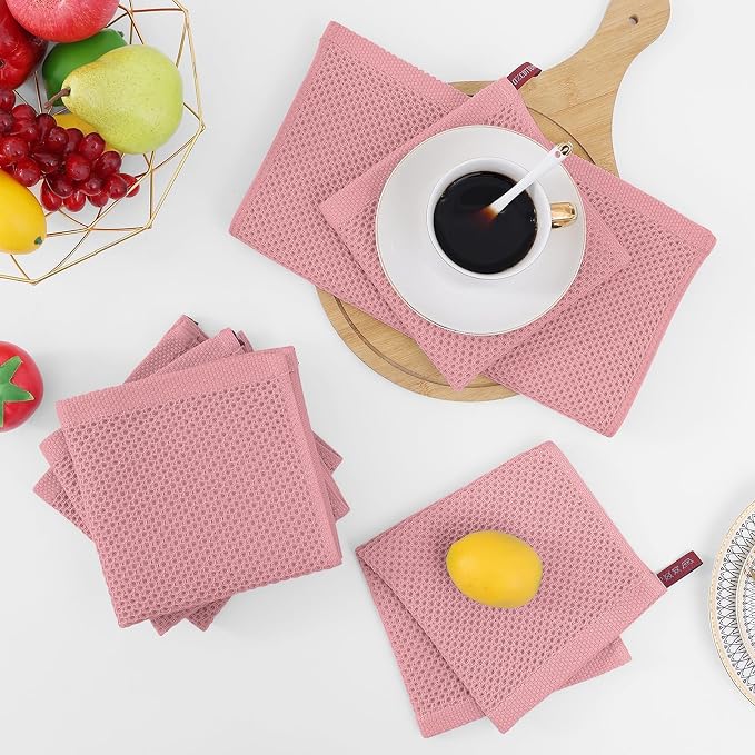 Homaxy 100% Cotton Waffle Weave Kitchen Dish Cloths 18-Pack, Dried Rose | 12 x - Image 7