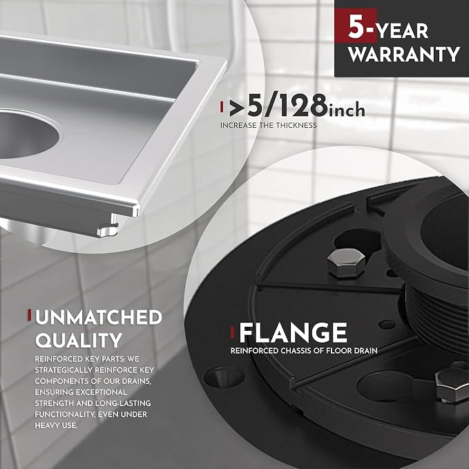4 Inch Square Shower Floor Drain - Image 3