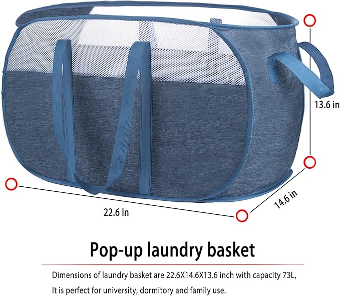 Pop Up Laundry Hamper，with Durable Handles collapsible laundry basket，Easy to - Image 6