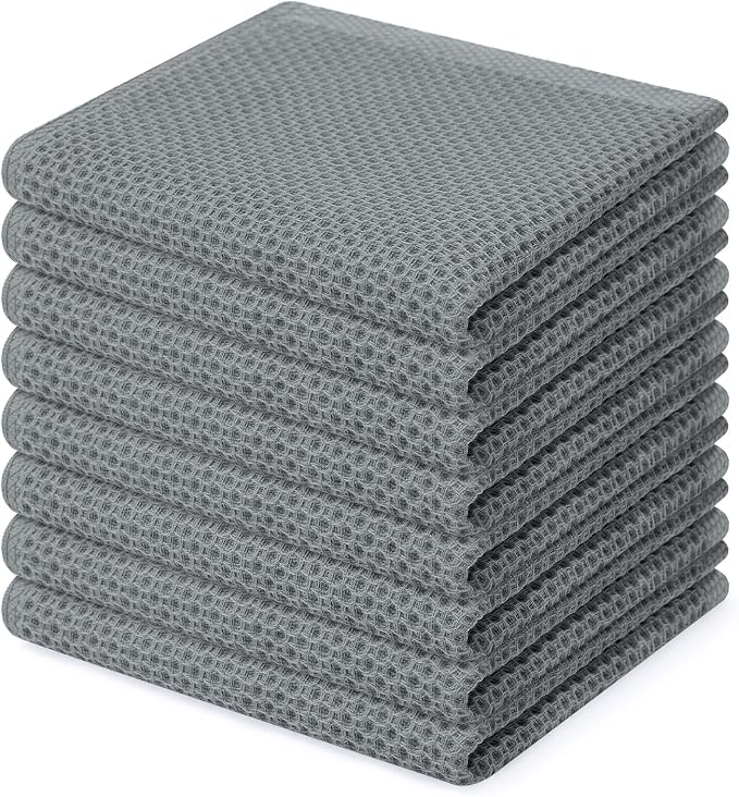 Homaxy 100% Cotton Waffle Weave Kitchen Dish Cloths 8-Pack, Ultra Soft by Homaxy