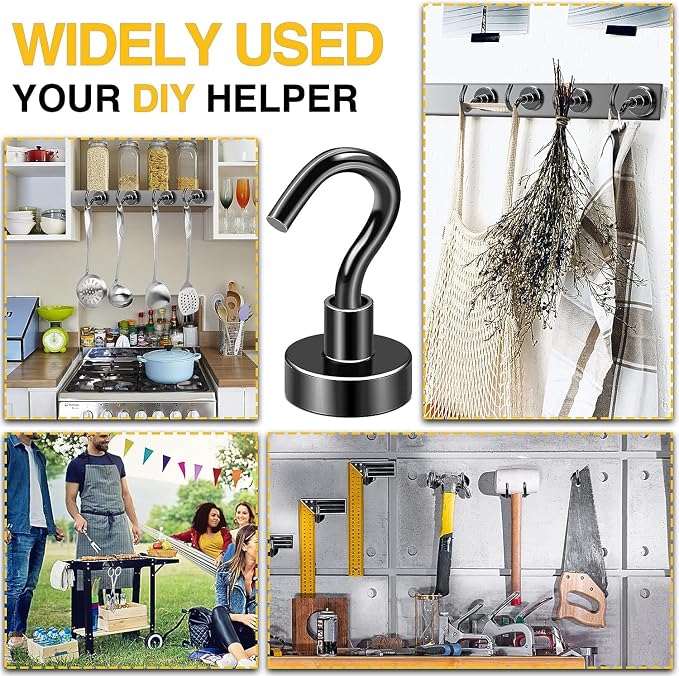 DIYMAG Magnetic Hooks 200pcs 30lbs Cruise Essentials 2026 Magnet Hook Black - Image 3