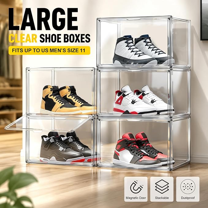 10 Pack Clear High-Top Sneaker Storage Box, Acrylic Shoe Organizer - Image 6