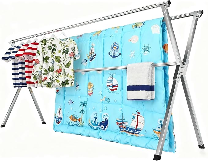 Premium Stainless Steel Clothes Drying Racks 81.5-83 Inches Heavy Duty Drying - Image 7