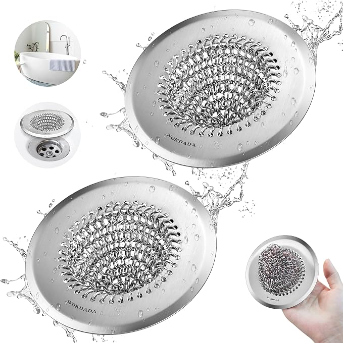 2 Pack Shower Drain Hair Catcher, 4.4" Anti-Clog Shower Drain Cover | by Wokdada