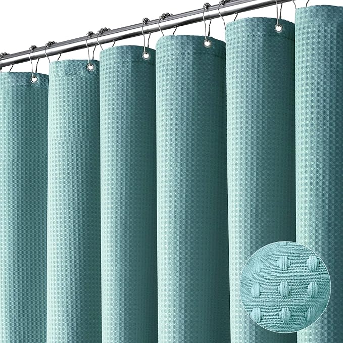 Dynamene Extra Long Waffle Shower Curtain 256 GSM 72"x96" Teal/Turquoise by Dynamene
