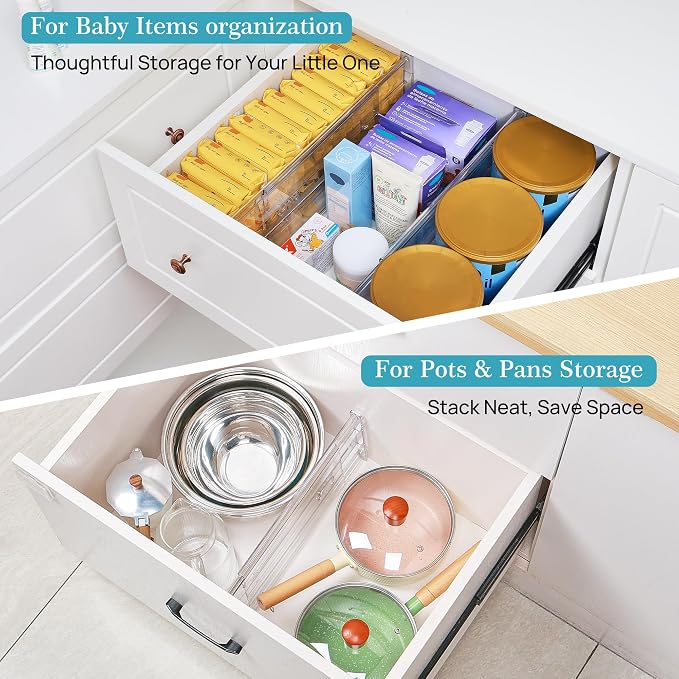 Vtopmart 6" Tall Upgrade Drawer Dividers, 12.8"-22.3" Expandable, 10 Pack | - Image 6