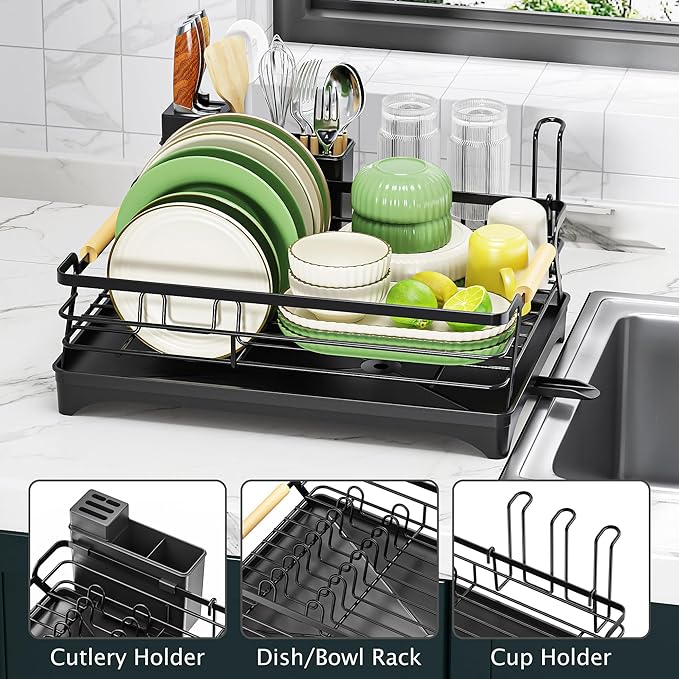 Epicano Dish Drying Rack for Kitchen Counter, Large Capacity | Raised Feet - Image 3