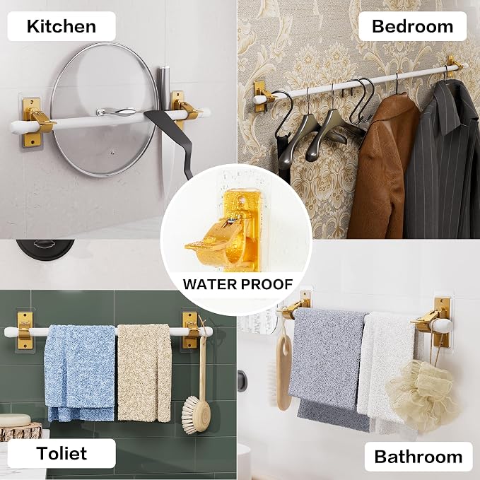 6PCS Self Adhesive Curtain Rod Bracket, No Drilling Curtain Rod Holders | 20lbs - Image 6