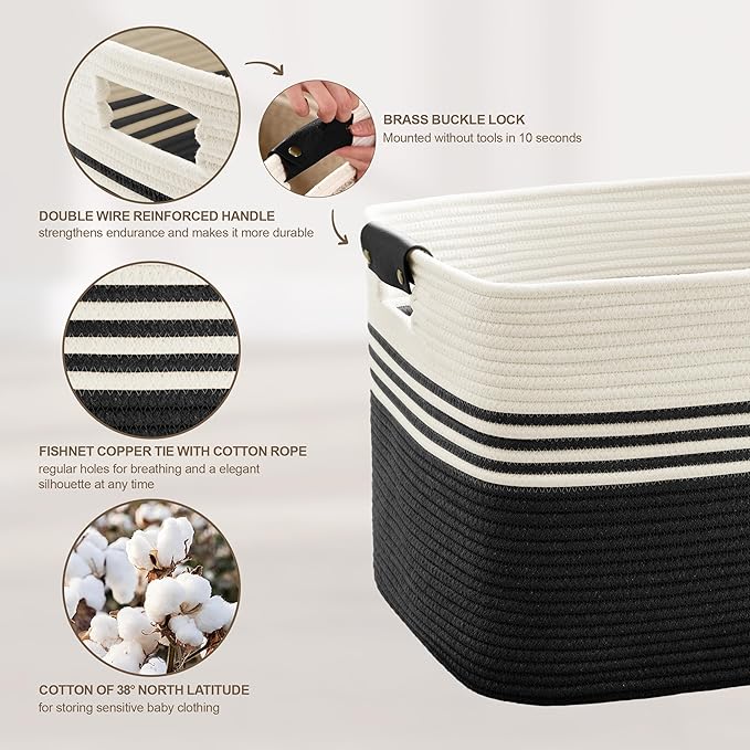 100L Large Woven Laundry Basket Hamper - Image 4