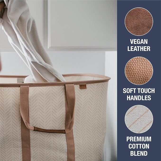 CleverMade Collapsible Laundry Tote LUXE, 50L Carry-All Tote, 2 Pack - Image 4
