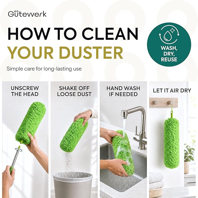 GÜTEWERK Extendable Microfiber Duster, 100 Inch - Image 6
