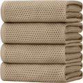 Homaxy 100% Cotton Oversized Waffle Weave Kitchen Towels 4-Pack, Tan | 20 x 28 by Homaxy