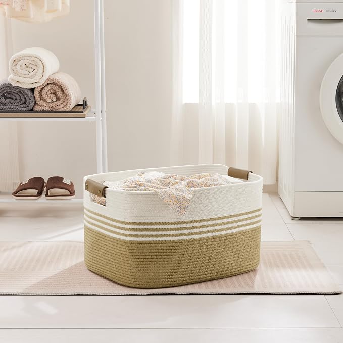 60L Woven Laundry Basket Hamper - Image 6