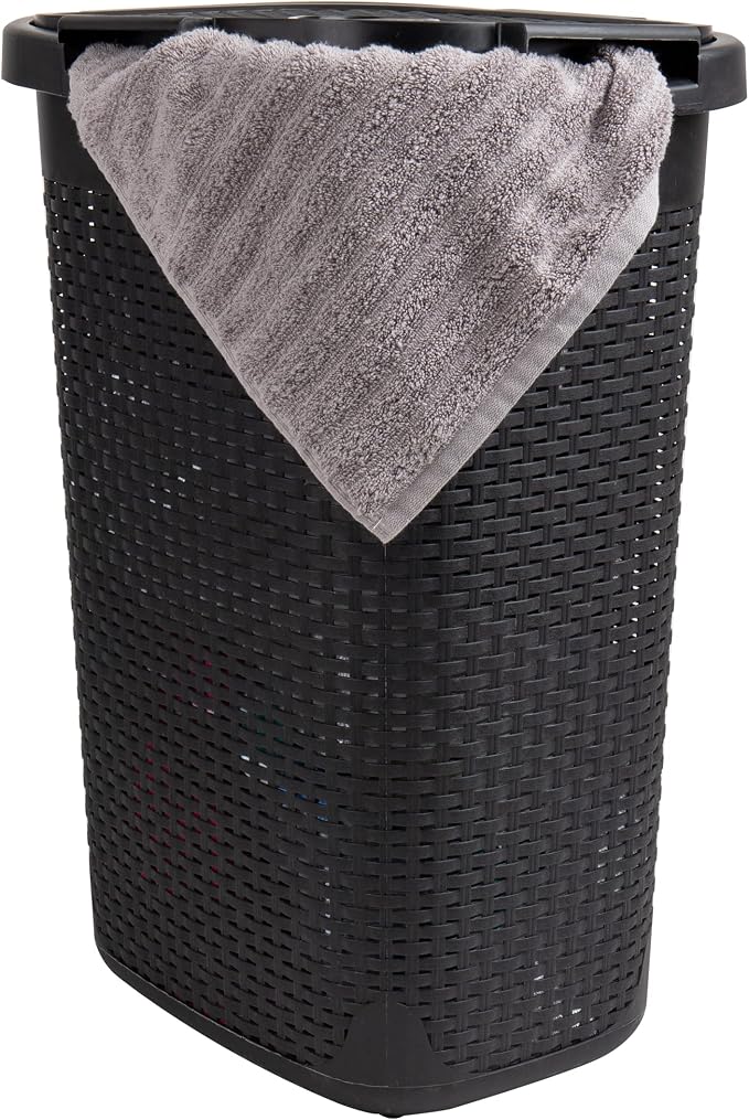 Mind Reader 60L Slim Laundry Hamper, Clothes Basket, Wicker Design, 17.65"L x by MindReader