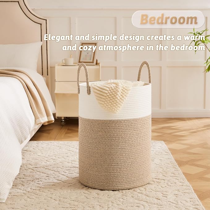 Artfeel Laundry Basket, Woven Cotton Rope Laundry Hamper, 60L - Image 4