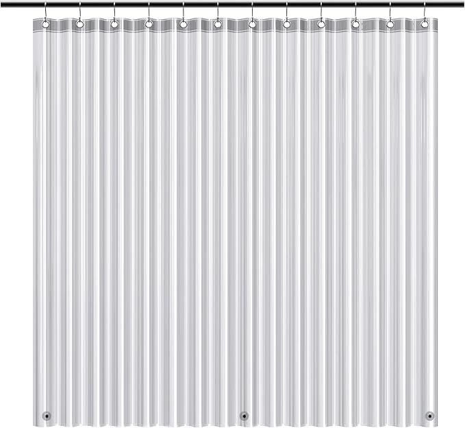EHZNZIE Clear Black Shower Curtain Liner 72x72, PEVA Waterproof Bath Curtain by EHZNZIE