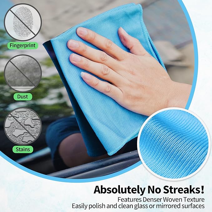 Microfiber Glass Cleaning Cloth, 12 Pack Window Glass Cleaning Rags, Reusable - Image 3