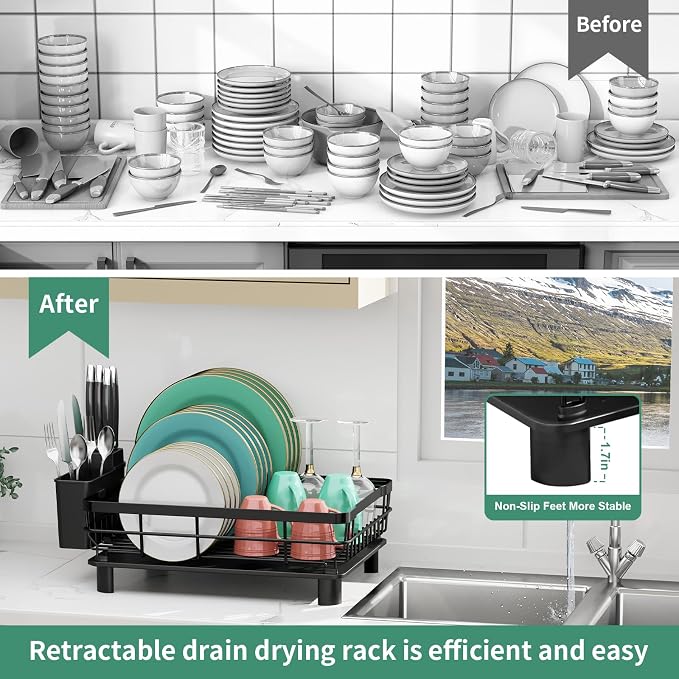 MOUKABAL Dish Drying Rack with Drainboard - Image 4