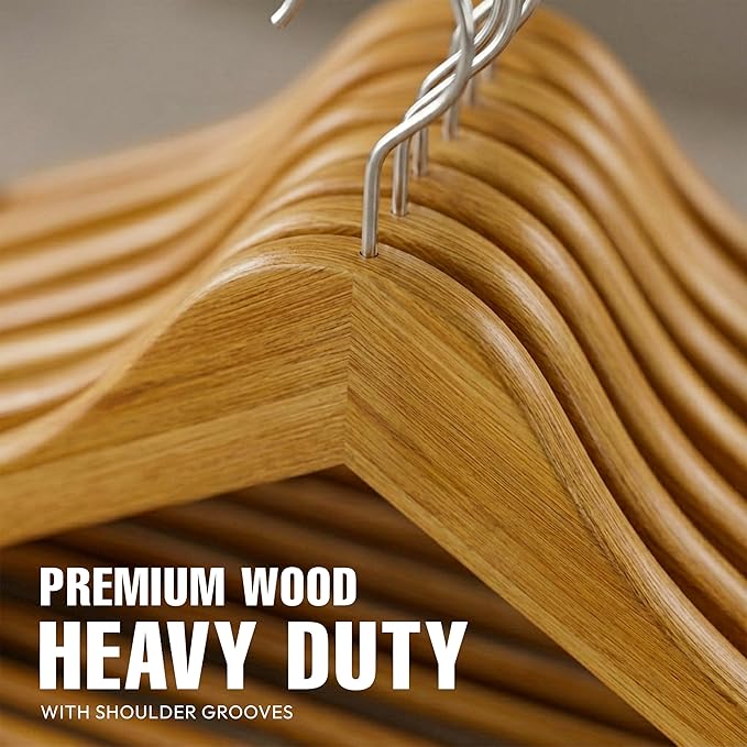 Utopia Home Wooden Hangers 80 Pack – Slim Suit Hangers Natural | 360° rotatable - Image 6
