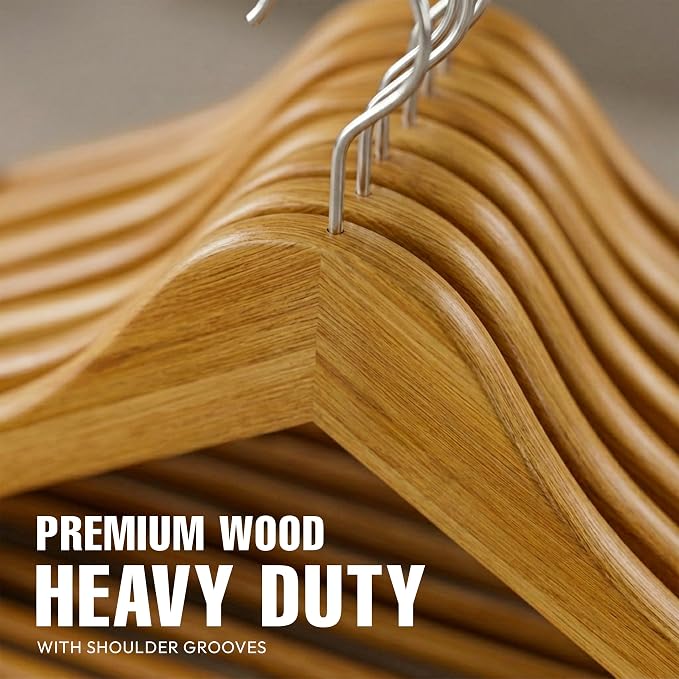 Utopia Home Wooden Hangers 30 Pack – Slim Suit Hangers Natural | 360° rotatable - Image 6