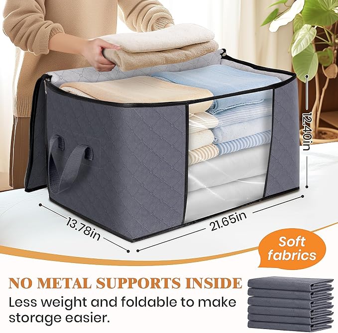 6 Pack Storage Bags for Clothes Blanket Storage Bins - Image 2