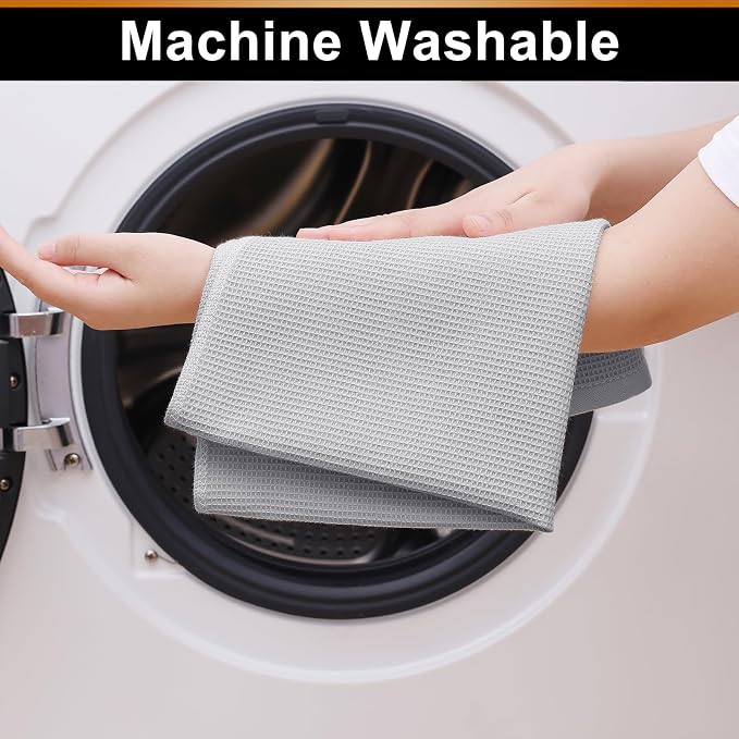 Homaxy 100% Cotton Waffle Weave Kitchen Towels, 6 Pack, Light Grey - Image 5