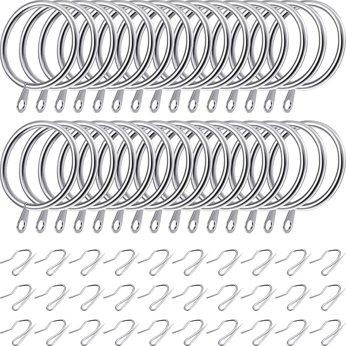 Hotop 60 Pcs 1.65 Inch Curtain Ring and 60 Pcs Pin Hook, 0.98/1.26/1.5/1.65 - Image 3