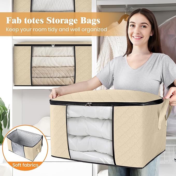 3 Pack Storage Bags for Clothes Blanket Storage Bins - Image 5