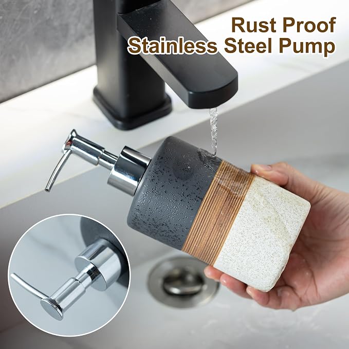 Ceramic Dish Soap Dispenser for Kitchen, Hand Soap Dispenser | Bathroom Soap - Image 3