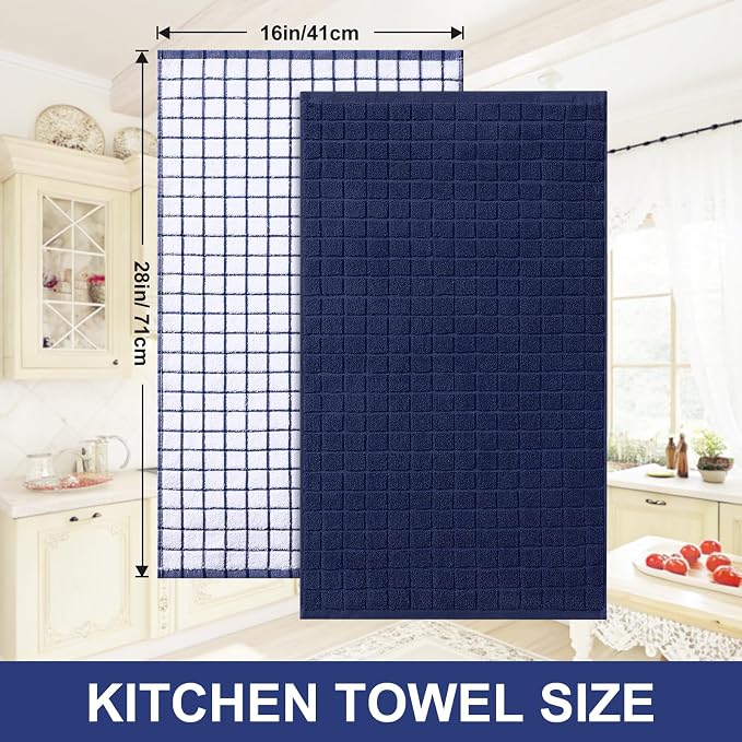 Homaxy Large Premium Cotton Kitchen Towels 16"x 28", 8 Pack, Dusty Blue - Image 5