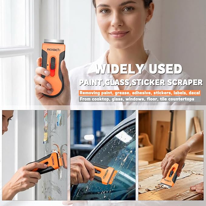 REXBETI Razor Blade Scraper Tool, 2 Pack Windows, Glass Stovetop Scraper | 2 - Image 3