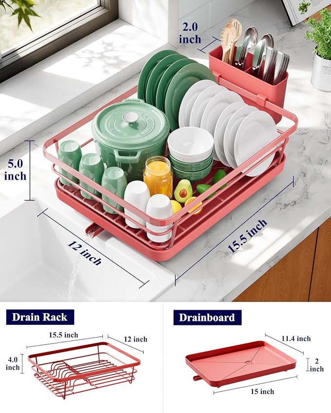 Kitsure Dish Drying Rack for Kitchen Counter, Cutlery Holder, Home and - Image 2