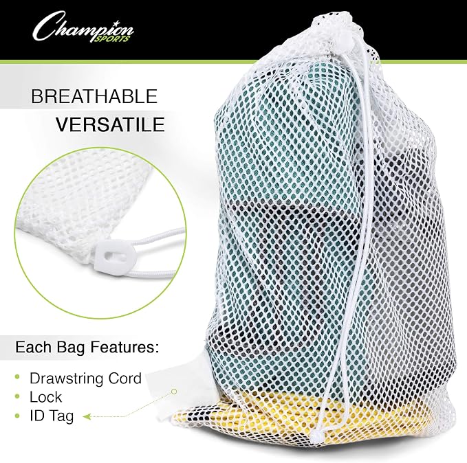 Champion Sports Mesh Equipment Bag – Heavy-Duty Nylon Drawstring Bag - Image 5