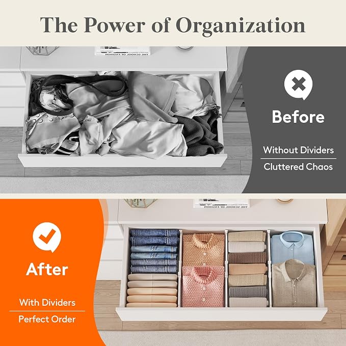 Lifewit 5" Tall Drawer Dividers, Adjustable Deep Drawer Organizer Clothes | 5 - Image 9