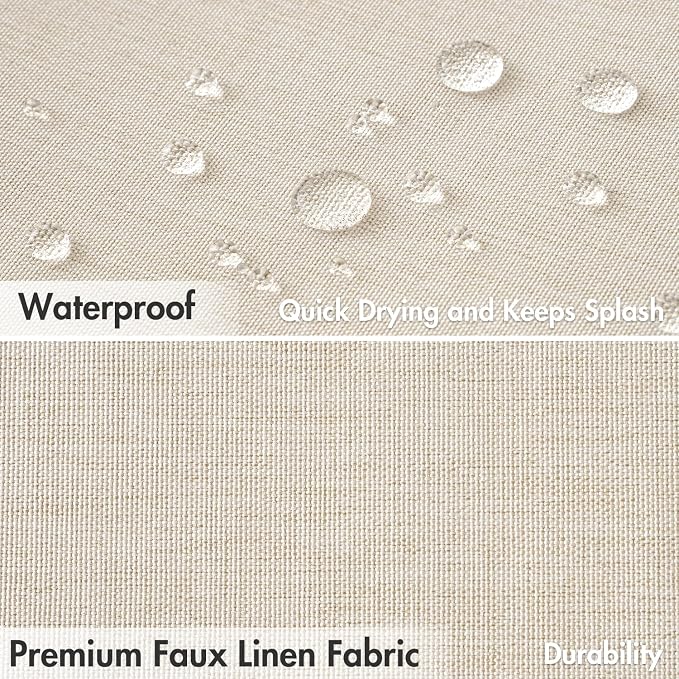 MIULEE 72"x108" Extra Long Scalloped Linen Shower Curtain Cream - Image 4