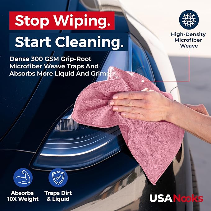 USANOOKS Microfiber Cleaning Cloth Light Pink - Image 5