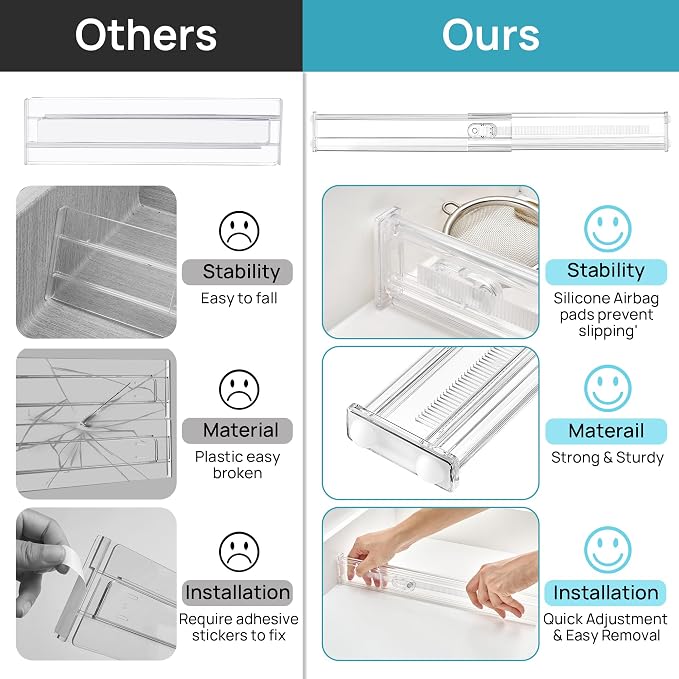 Vtopmart 2.36" Short Upgrade Drawer Dividers 12.8"-22.3" Expandable 8 Pack | - Image 9