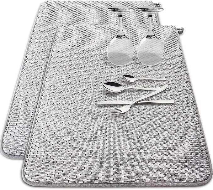 2 Pack Microfiber Dish Drying Mat, 24 x 17 inch, Super Absorbent, Drying Pad by Baaxxango