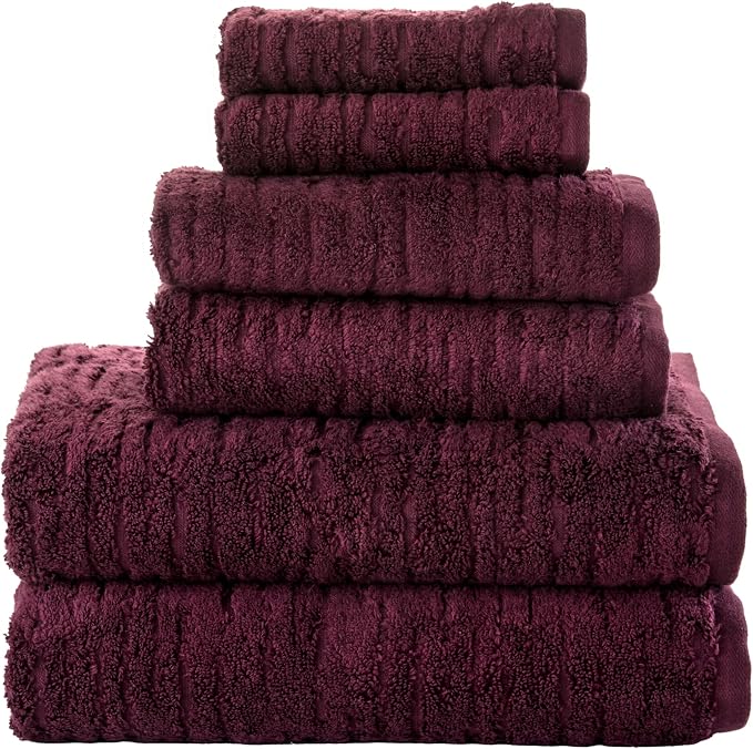 SKL Home CloudSoft Bath Towel Set, 100% Cotton Luxury, Bordeaux | 2 Bath towels by SKLHomebySaturdayKnightLtd