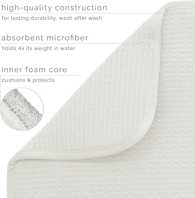 S&T INC. Dish Drying Mat, 2 Pack, Cream | Absorbent Microfiber, 2PK Extra Large - Image 3