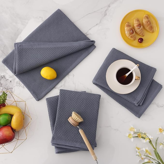 Homaxy 100% Cotton Oversized Waffle Weave Kitchen Towels 6-Pack, Dark Grey | 20 - Image 7