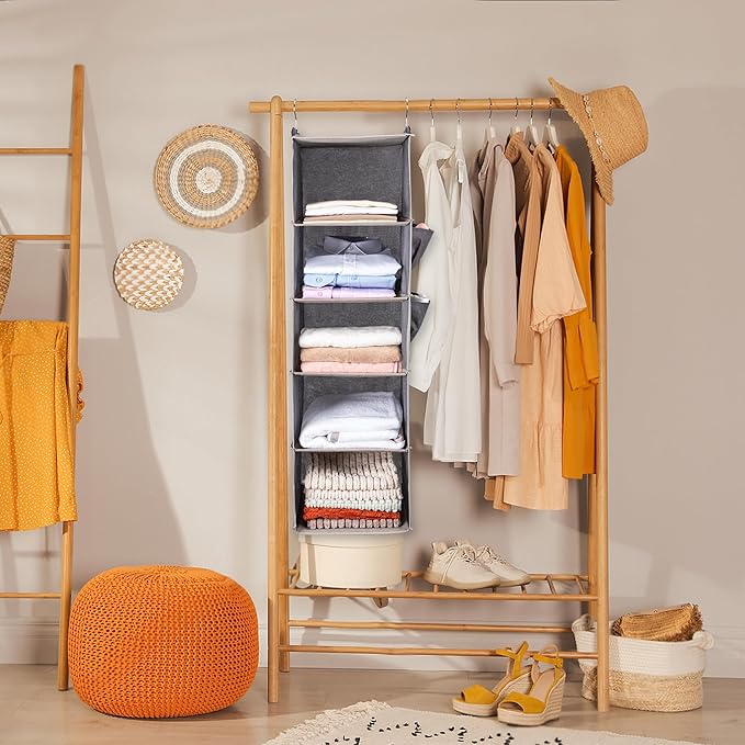 BOOMIBOO Hanging Closet Organize and Shelves, 5-Hanging Shelf （2 Pack - Image 2