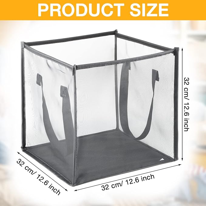 Zopeal 1 Pack Collapsible Mesh Laundry Basket, Single-layer | 13 Inch Square - Image 2